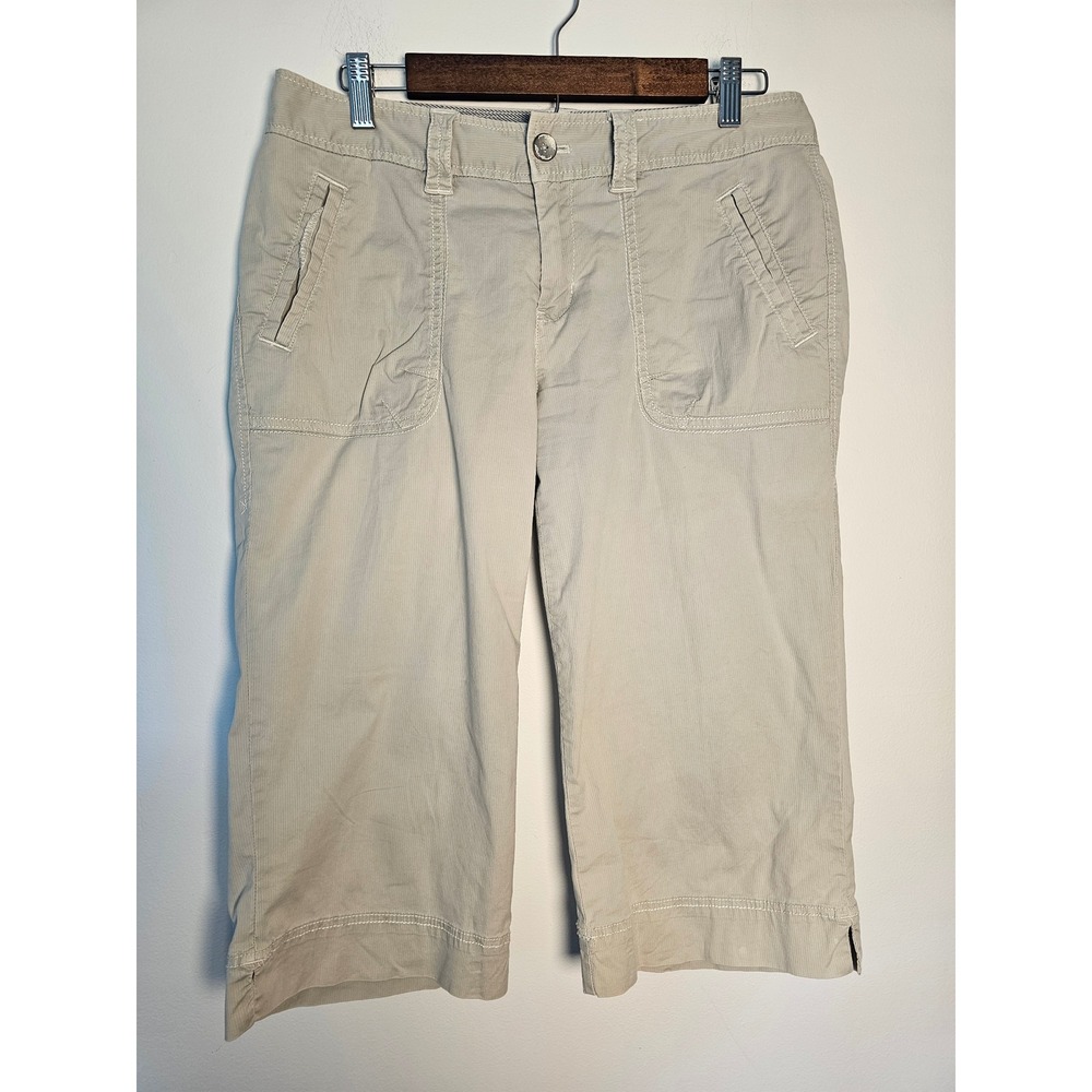 [Gorpcore] Eddie Bauer Corduroy Capri Pants Womens 8 Tan Stretch Cropped Utility